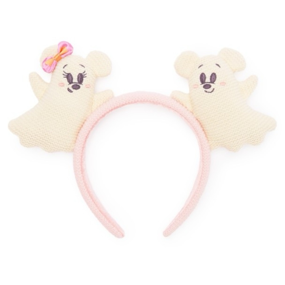 Disney Parks 2025 Halloween Mickey Minnie Pastel Pink Ghost Ear Headband New